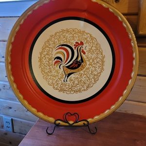 Vintage 1960's Rooster Hen Chicken PA Dutch Farmhouse Decor XL Serving Tray 19"